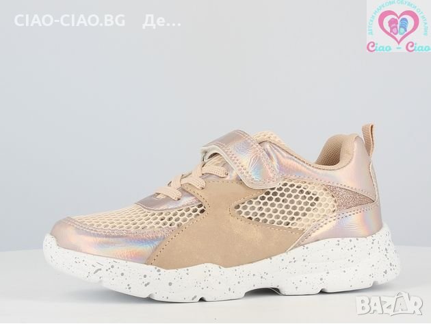 №28-№35, Летни сникърси за момиче D.T. NEW YORK светло розови с перлен ефект и мрежа, снимка 1