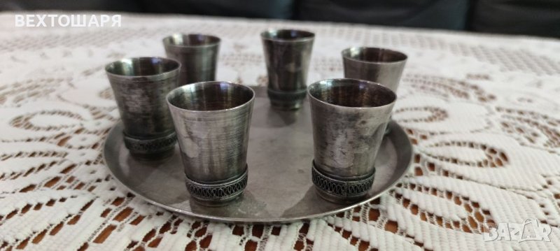 Старинен Посребрен Руски Сервиз за Водка - Ликьор , снимка 1