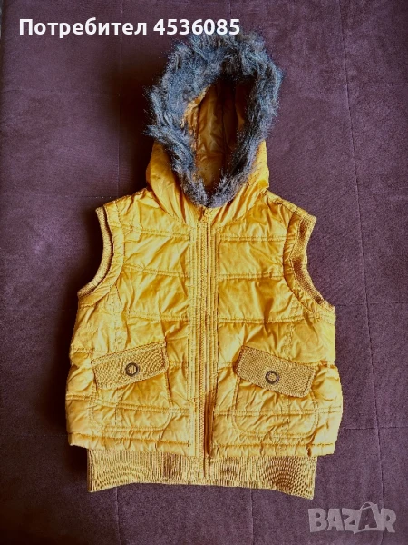 NEXT-Детски горчично-жълт елек с качулка-Размер 140 см, снимка 1