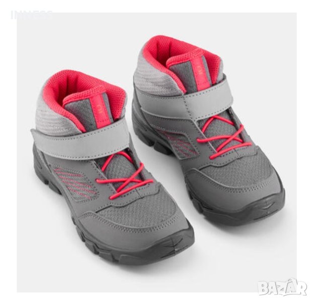 Детски туристически обувки за преходи mh100 mid, с велкро, № 26,сиво/розово, снимка 1