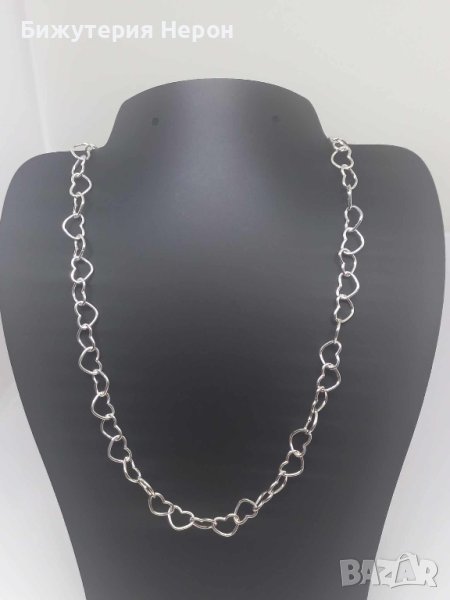 Сребърен синджир на сърчица, снимка 1