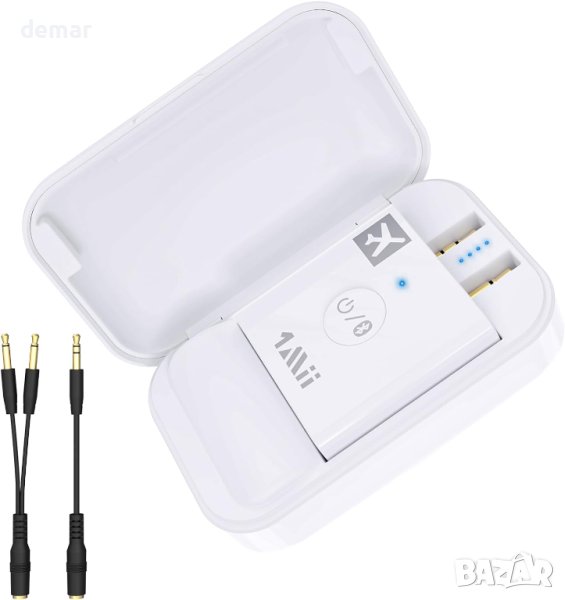 1Mii B05 Bluetooth 5.3 адаптер за слушалки с преносим калъф, бял, снимка 1