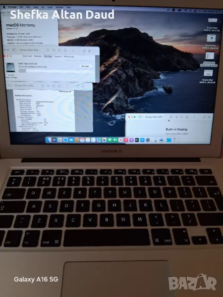 Macbook Air 13 2017 8GB i7 A1466 250GB SSD Intel Graphics 6000 1536MB, снимка 1