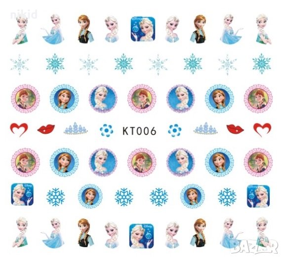 KT006 Замръзналото кралство татос ваденки слайдер водни стикери за нокти маникюр, снимка 1