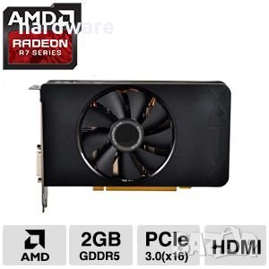 десктоп видеокарта gpu XFX RADEON R7 260X 1075MHz 2GB DDR5 DP HDMI 2x DVI, снимка 1
