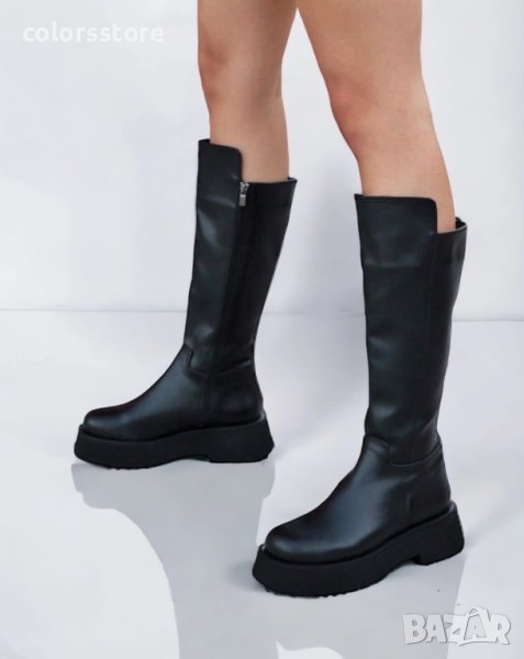 Равни ботуши - черна кожа - DG90, снимка 1