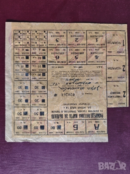 продавам Разпределителна карта за облекло 1950, снимка 1