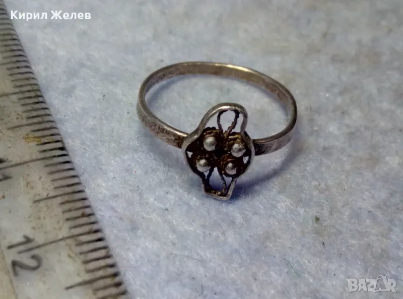 СТАРИНЕН ФИЛИГРАНЕН СРЕБЪРЕН ПРЪСТЕН СРЕБРО ВИСОКА ПРОБА РЪЧНА ТРАДИЦИОННА ИЗРАБОТКА 47971, снимка 1