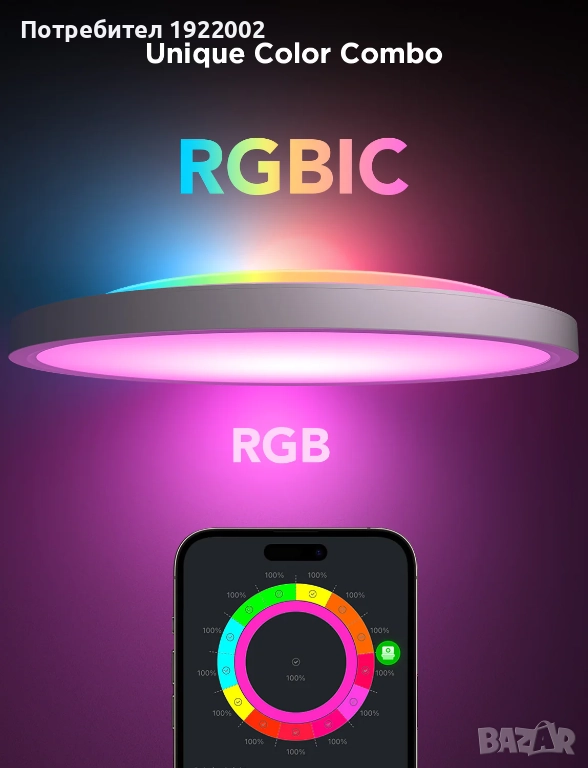Лампа Govee 30cm RGBWW + RGBIC Smart Ceiling Light, снимка 1