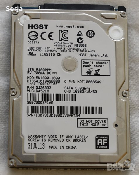 2.5" Laptop HDD Hard Disk, 1TB, 500GB, 250GB, 2.5”  Хард Дискове за Лаптопи, снимка 1