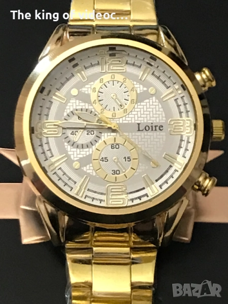 Мъжки златист часовник с голям циферблат ( ВИДЕО ), снимка 1