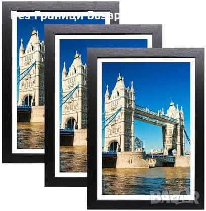 Нов комплект 3 Броя Черна A4 Рамка за Снимки 21x29.7cm, Стилен Дизайн, снимка 1