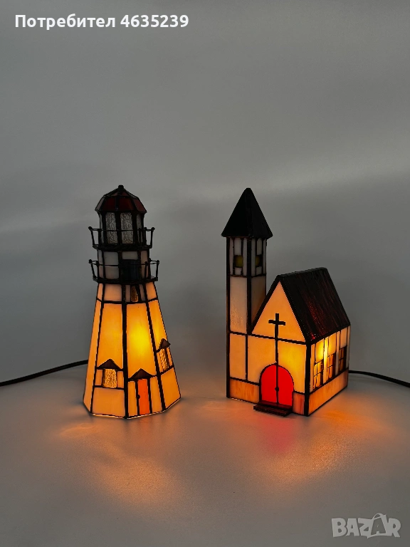 Винтидж настолна лампа стил Тифани Tiffany, снимка 1