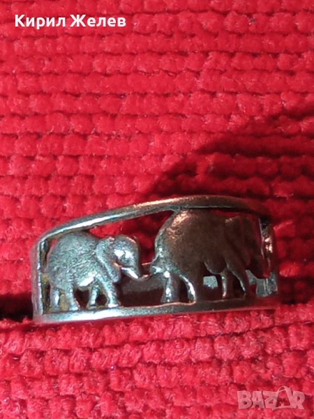 СТАРИНЕН СРЕБЪРЕН РЯДЪК ПРЪСТЕН с 3 СЛОНЧЕТА ОКСИДИРАНО СРЕБРО IXAC 925 АВТОРСКА РЪЧНА РАБОТА 40001, снимка 1