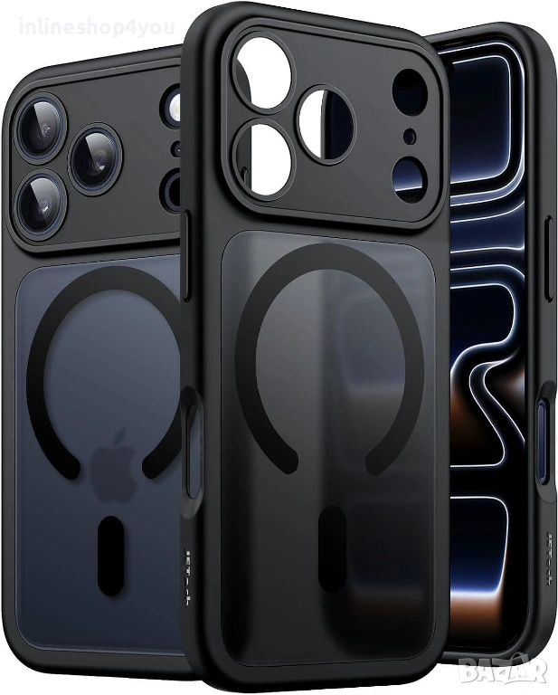 Матов Magsafe кейс за Apple iPhone 17 Pro / Max - Черен и Тъмно син, снимка 1