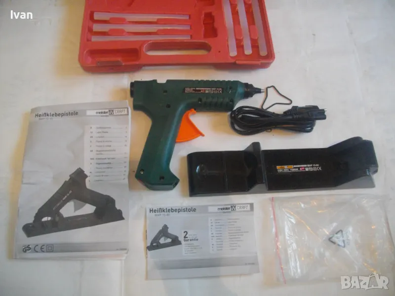 НОВ MEISTER ОРИГИНАЛЕН НЕМСКИ ПИСТОЛЕТ ТОПЛО ЗАЛЕПЯНЕ ЛЕПЕНЕ ФИКСИРАНЕ ПРЪЧКИ СИЛИКОН ПЪЛЕН КОМПЛЕКТ, снимка 1