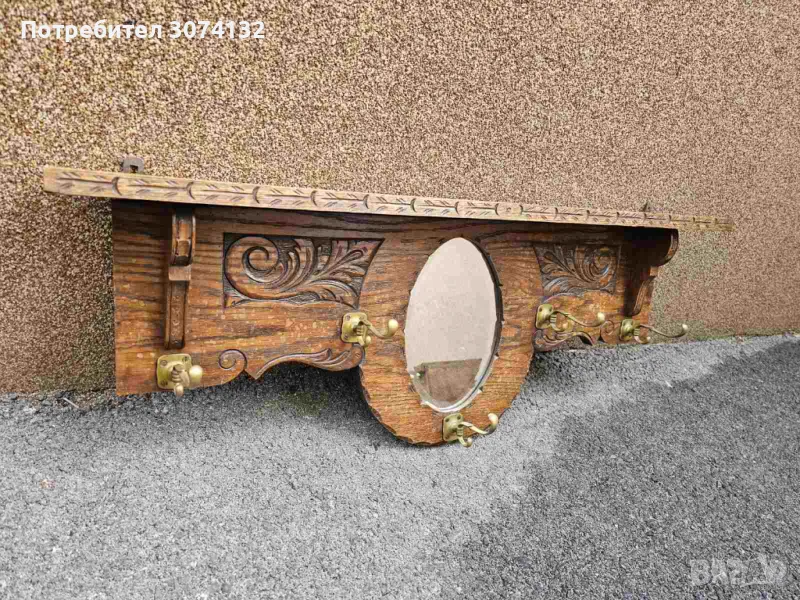 Закачалка с дърворезба и кристално огледало , снимка 1