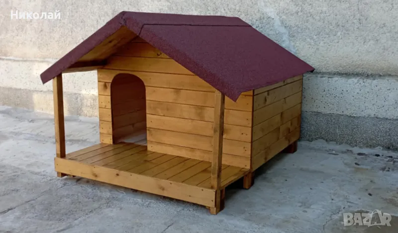 Голяма къща за кучета с веранда, за две кучета кучешка къща , къща от дърво за куче кученца, снимка 1