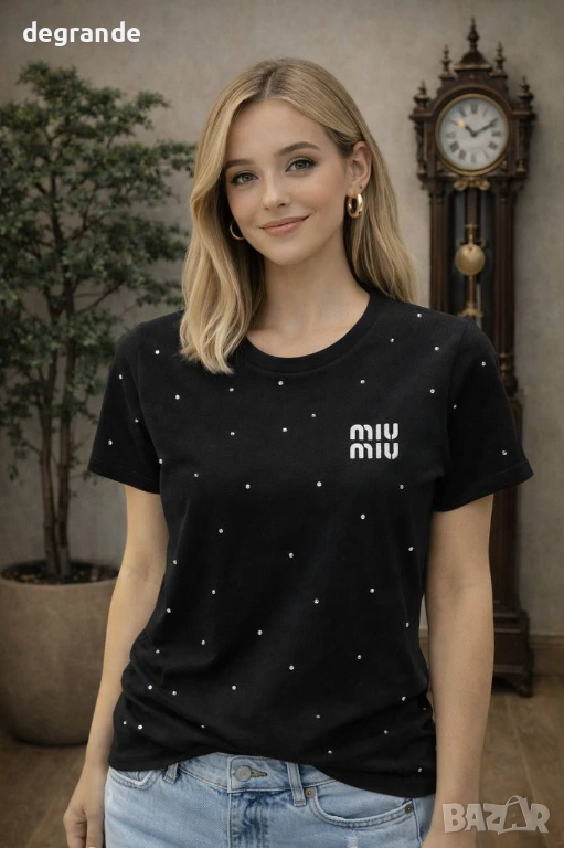 Нов Модел Дамска Тениска с Камъчета Miu Miu , снимка 1