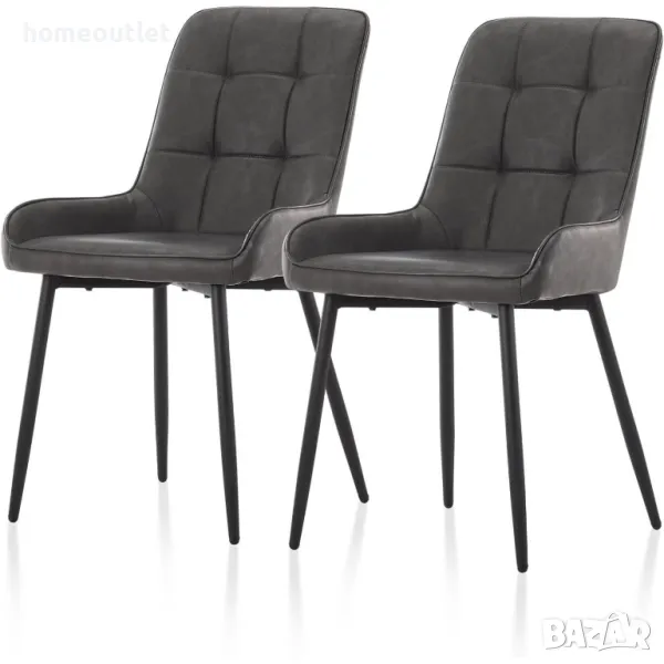 ПРОМОЦИЯ Трапезни столове с дамаска от изкуствена кожа (к-кт от 2 бр) C-U-DC-A0399GY, снимка 1