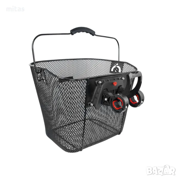 Кошница за кормило на велосипед FORCE KLICK, Мобилна, Метална, Черна, снимка 1