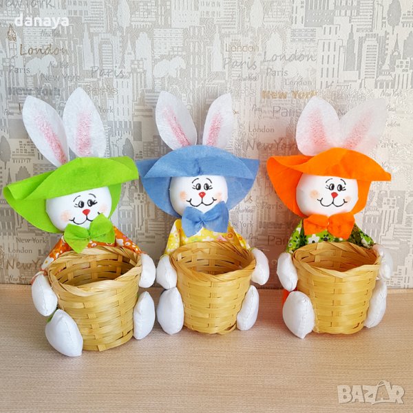 1457 Декоративна поставка за великденски яйца Зайче, снимка 1