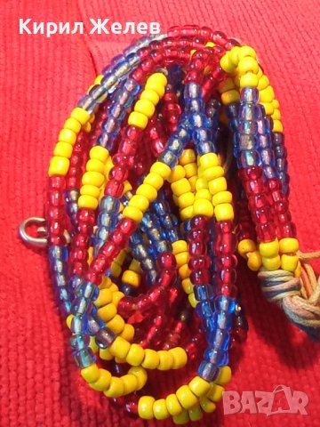 СТАРО МЪНИСТЕНО КОЛИЕ ОГЪРЛИЦА РЪЧНО НИЗАНИ ЦВЕТНИ МЪНИСТА 22834, снимка 3 - Колиета, медальони, синджири - 33434867