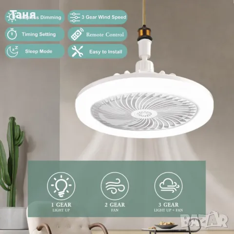 Модерен LED таванен вентилатор с осветление, снимка 2 - Лед осветление - 49173674