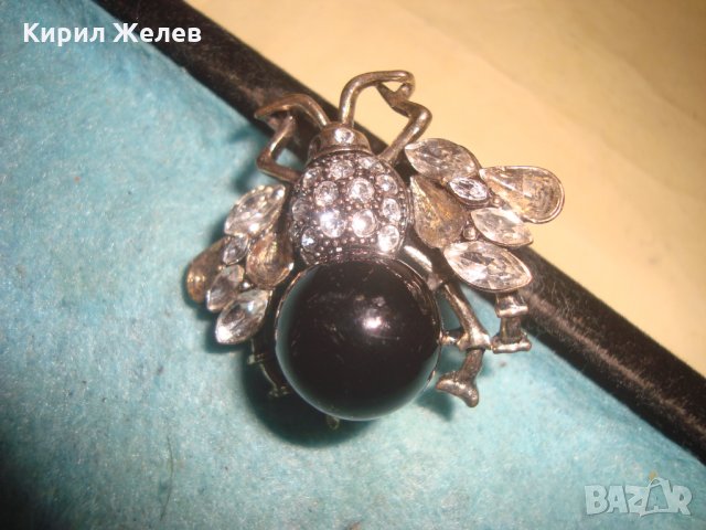 СРЕБРИСТА ФИГУРАЛНА СКЪПОЦЕННА КРИСТАЛНА БРОШКА БРЪМБАР 25216, снимка 3 - Други - 35574368