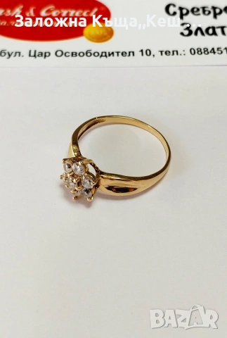 Златен дамски пръстен 14К.Тегло 3.43 гр.Размер 64.Цена 268 € (524.16 лв.), снимка 2 - Пръстени - 53154832