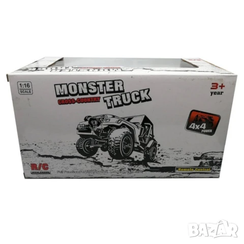 Полицейски джип с радиоуправление – 4x4 Monster Truck, снимка 2 - Коли, камиони, мотори, писти - 51067377