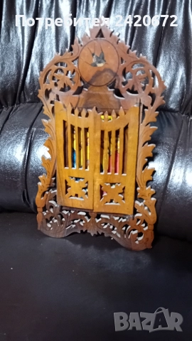 дърворезбован трептих с икона, снимка 2 - Икони - 52991586