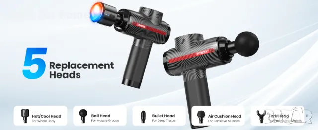 Масажиращ професионален пистолет с подгряване и охлаждане, FITINDEX, снимка 10 - Масажори - 48448346