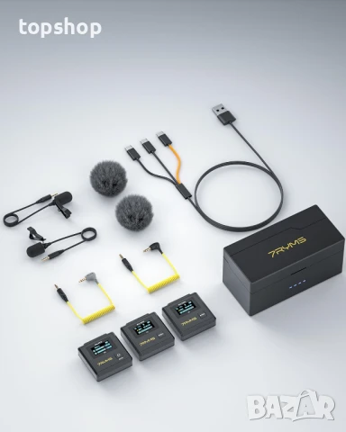 НОВИ, ТЕСТВАНИ 7RYMS iRay DW30 безжични микрофони, 16GB памет, шумопотискане, обхват 96 метра..., снимка 2 - Микрофони - 50578865