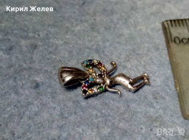 ФИГУРАЛЕН СКЪПОЦЕНЕН СРЕБЪРЕН ПЕНДАНТ ФЕЯ СРЕБРО 925 с БЯЛА ПОЗЛАТА и РАЗНОЦВЕТНИ ЦИРКОНИ 45585, снимка 3 - Колиета, медальони, синджири - 49001664