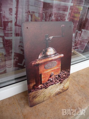 Метална табела кафемелачка дървена ретро кафе мляно зърна, снимка 2 - Декорация за дома - 43106346