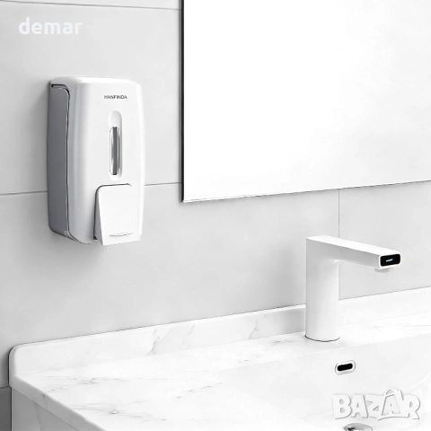 Диспенсър за течен сапун/гел/дезинфектант за стенен монтаж с помпа, 800 мл, бял, снимка 8 - Други стоки за дома - 53531096