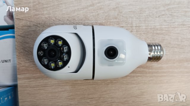 WiFi безжична въртяща се двойна IP камера за фасунга тип крушка лампа FULL-HD 1080P нощно виждане, снимка 2 - IP камери - 44051138