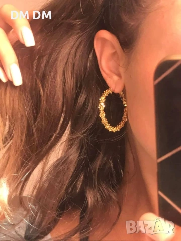 Хоус обеци с мини златни плочки – с позлата