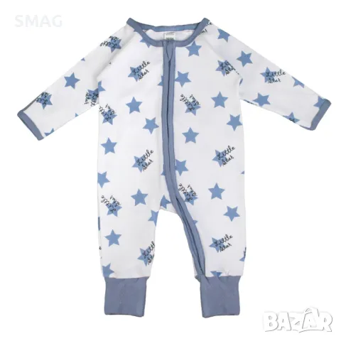 Бебешки ромпър боди памучно бяло със сини звездички Звездичка S_1245183