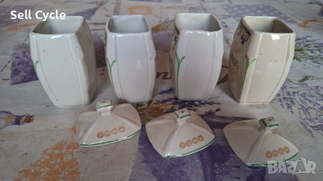 ✅ПОРЦЕЛАНОВИ БУРКАНИ ЗА ПОДПРАВКИ ОТ ПРЕДИ 1950 Г.❗, снимка 5 - Антикварни и старинни предмети - 53042732