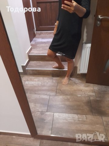 Черна рокля VILA № М- Л с дантелен бордюр, снимка 5 - Рокли - 37768031