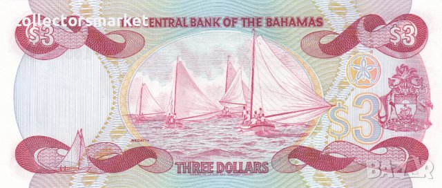 3 долара 1974, Бахамски острови, снимка 2 - Нумизматика и бонистика - 38386072