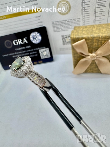 Сребърен пръстен с мойсанит (Диамант) 2 карата, снимка 11 - Пръстени - 51695751