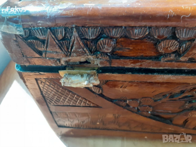 Стара дървена китайска кутия - дърворезба, снимка 6 - Антикварни и старинни предмети - 53275260