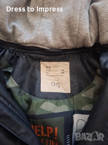 Детско кожено синьо яке OVS 128 см, снимка 2 - Детски якета и елеци - 50675233