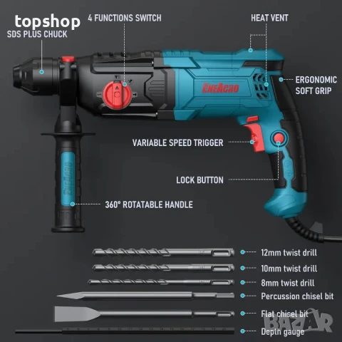 Ударна бормашина ENEACRO 26 HQ SDS-Plus, 1050W, снимка 2 - Бормашини - 50503808