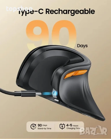 НОВА ергономична безжична мишка ProtoArc, EM11 NL, 2,4 GHz за Windows, Mac OS, черна, снимка 6 - Клавиатури и мишки - 50493662