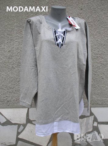 4XL и 7XL  Нова  блуза  Sheego с връзки , снимка 1 - Блузи с дълъг ръкав и пуловери - 39723280