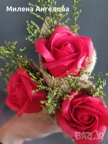 Мини букет със сапунена роза, снимка 2 - Декорация за дома - 53012243